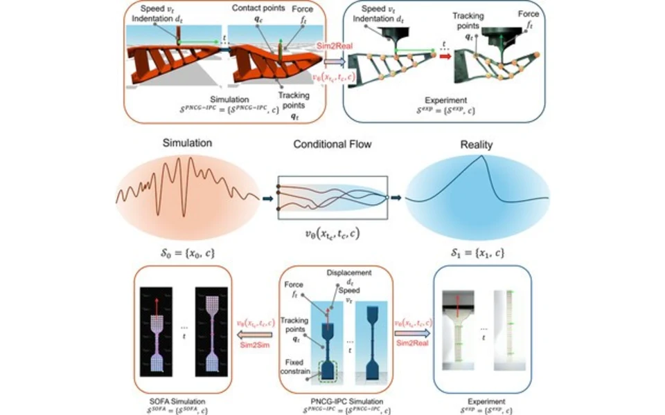 Soft Robotic Sim2Real via Conditional Flow Matching 